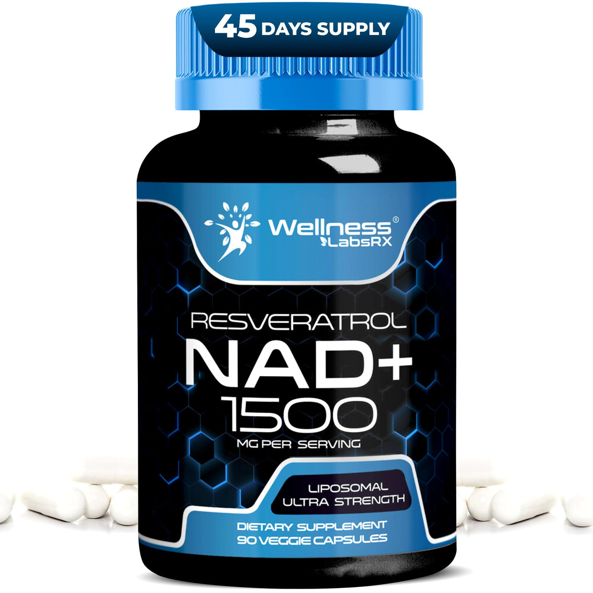 Wellness LABSRX Liposomal NAD Supplement, 1500mg - USA Made, NAD Resveratrol Supplement for Women and Men, NAD+ Support Cellular Health - FENGGESTORE20