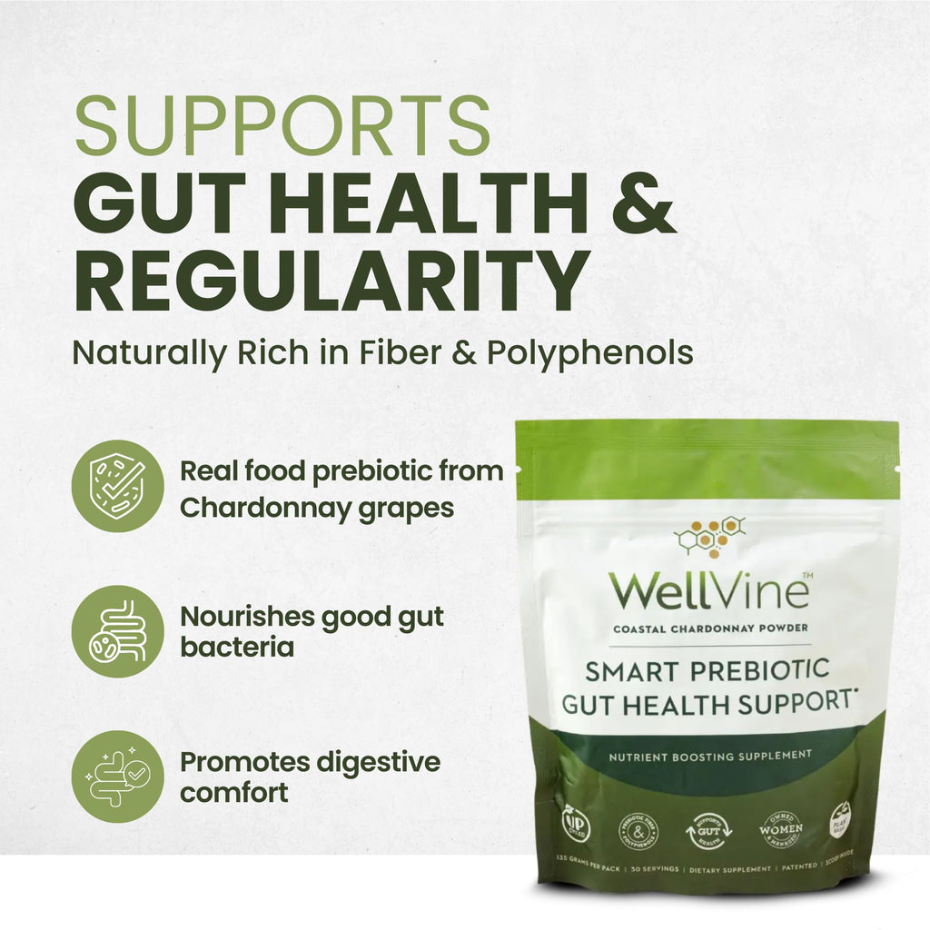 WellVine Premium Smart Prebiotic Gut Health Supplement Powder for Men & Women | Digestive Support & Gut Health With 100% Upcycled Chardonnay Grapes | Plant-Based - FENGGESTORE20