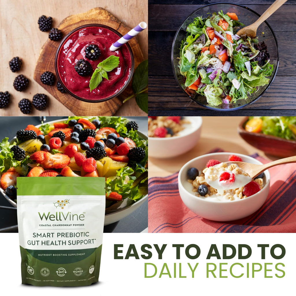 WellVine Premium Smart Prebiotic Gut Health Supplement Powder for Men & Women | Digestive Support & Gut Health With 100% Upcycled Chardonnay Grapes | Plant-Based - FENGGESTORE20