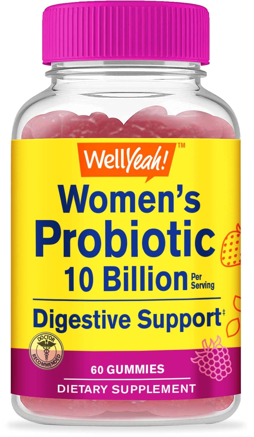 WellYeah Probiotics for Women Gummies - 10 Billion CFU - for Digestive Support, Gut Health, and Feminine Health Support - Natural Sourced Flavors - Vegan - FENGGESTORE20