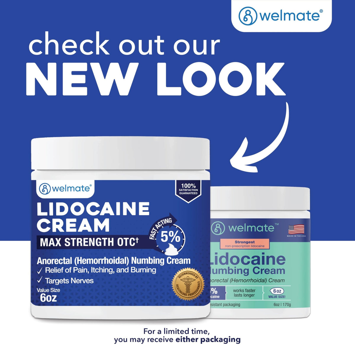 WELMATE 5% Lidocaine Cream for Hemorrhoids, 6 oz Jar – Fast-Acting Lidocaine Numbing Cream & Topical Analgesic Cream for Anorectal Itch Relief - FENGGESTORE20