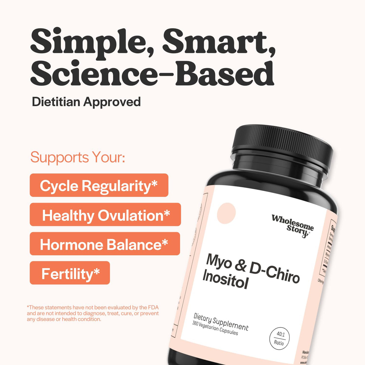 Wholesome Story Myo-Inositol & D-Chiro Inositol Supplement for Women | Fertility Supplements for Hormonal Balance & Ovarian Health Support - FENGGESTORE20