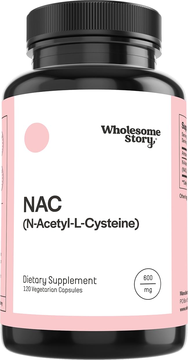 Wholesome Story NAC Supplement N Acetyl Cysteine 600 mg | Liver, Lung & Fertility Support | 120 Capsules | 120 Serving Supply - FENGGESTORE20