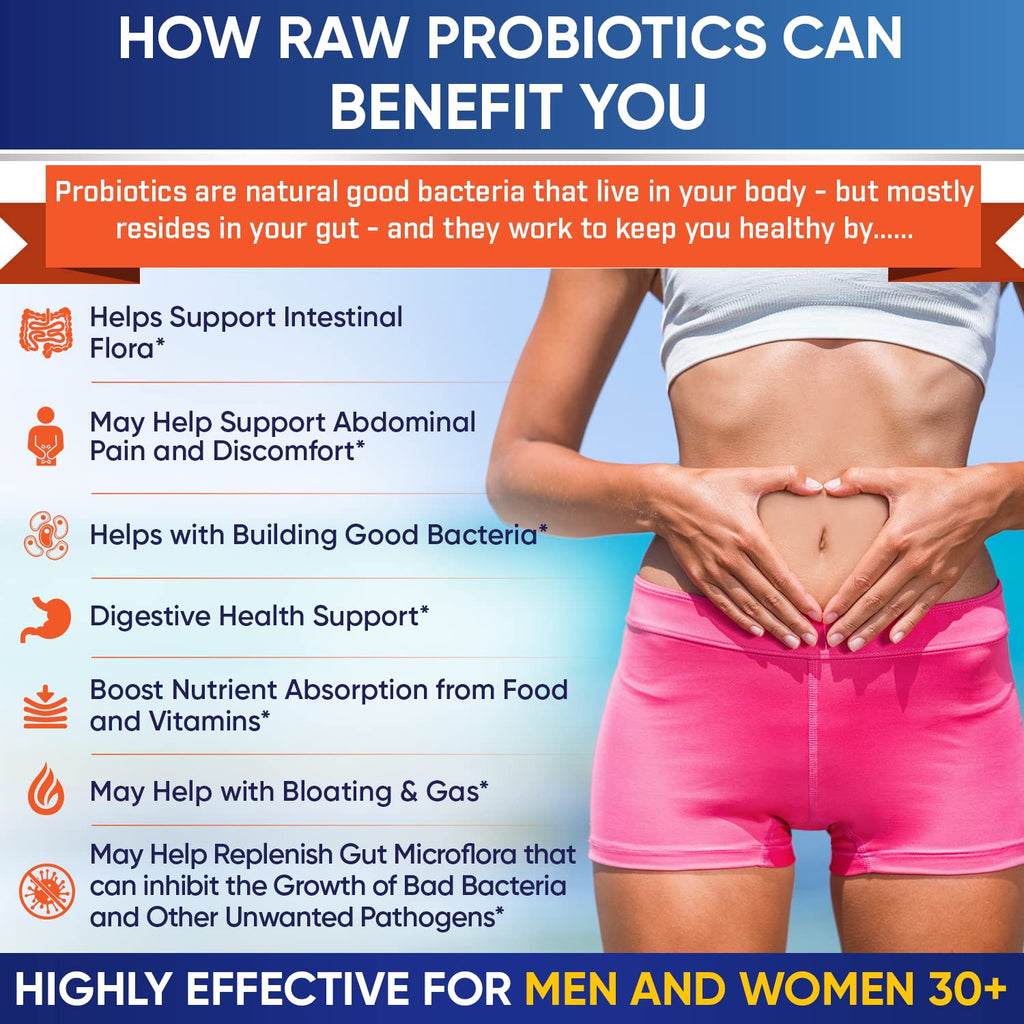 Wholesome Wellness Organic Raw Probiotics 100 Billion CFU, Dr Formulated for Women and Men, Complete Adult Supplement with Prebiotics - FENGGESTORE20