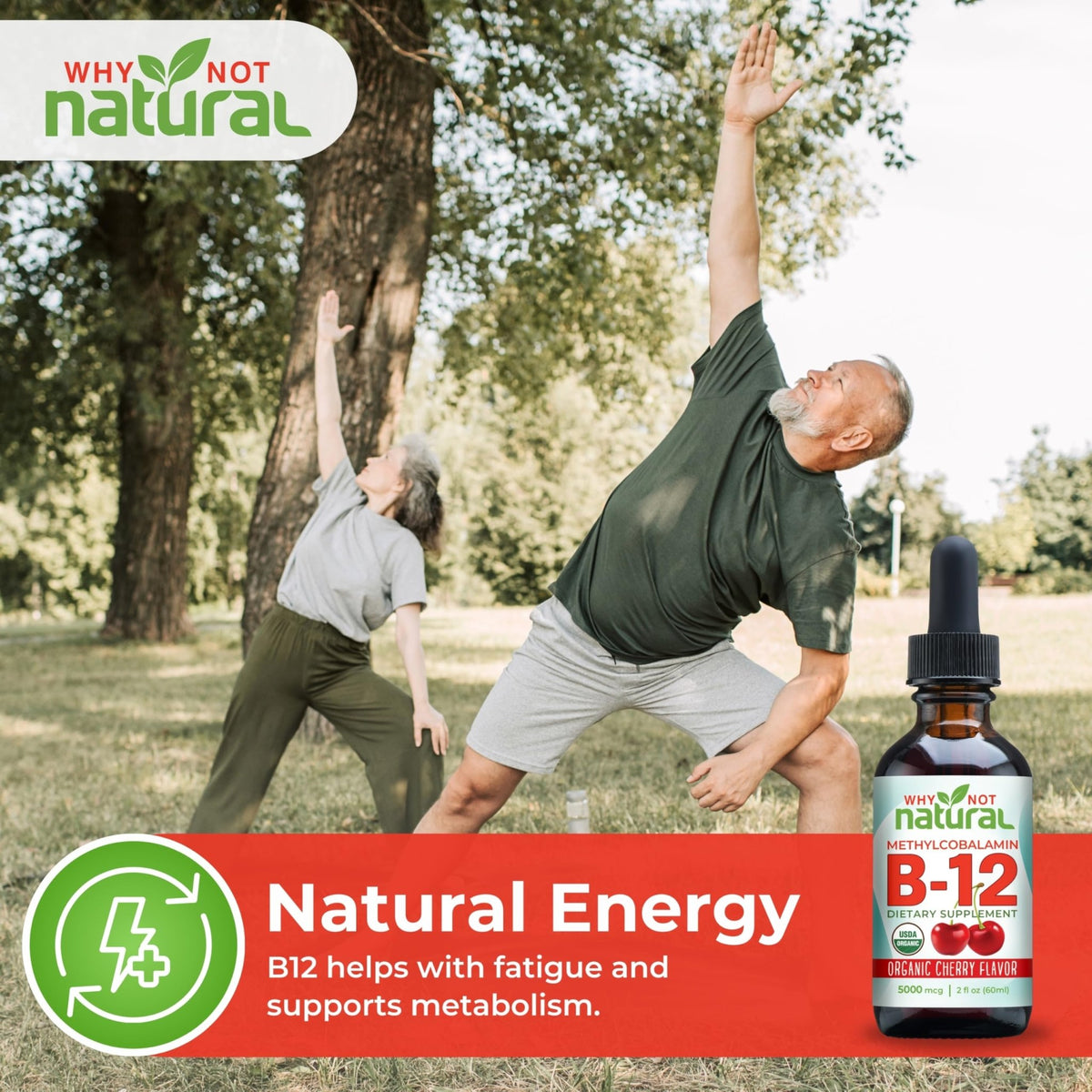 Why Not Natural Organic Vitamin B12 Liquid - Sublingual Extra Strength 60 x 5000 mcg Methylcobalamin Drops, Vegan, - FENGGESTORE20
