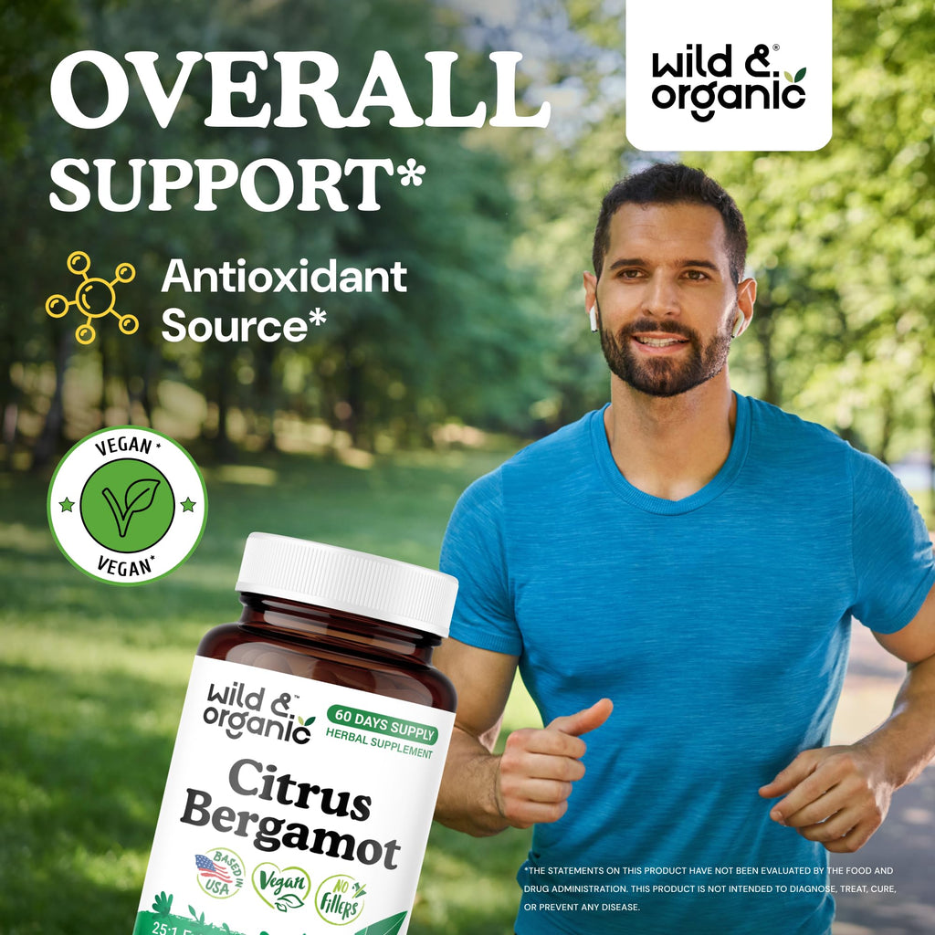 Wild & Organic Citrus Bergamot Capsules - Antioxidant & Overall Support - Citrus Bergamot Extract Capsules - Bergamia Fruit Powder Supplement - FENGGESTORE20
