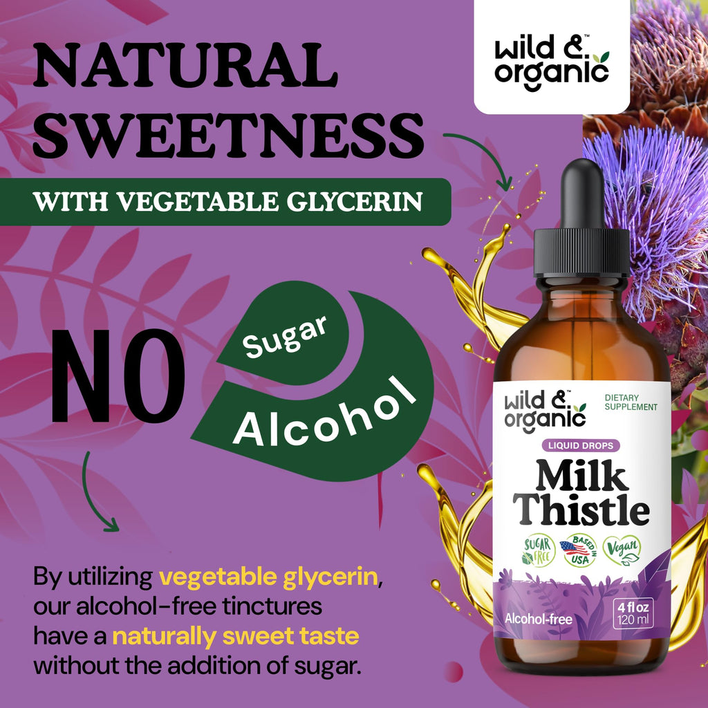 Wild & Organic Milk Thistle Liquid Drops - Liver Cleanse Detox - Silymarin Milk Thistle Supplement for Liver Support - Add to Tea - Silybum Marianum Seed Extract Tincture - FENGGESTORE20
