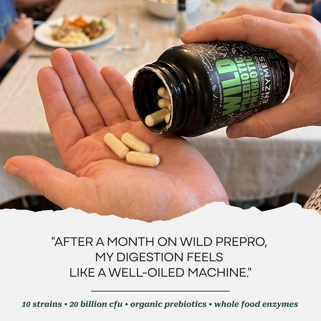 Wild Prebiotics and Probiotics with Digestive Enzymes | 20 Billion CFU - 10 Strains for Women & Men | Support Gut Health & Digestion Supplements | Non-GMO Prebiotic Fiber | 30 Capsules - FENGGESTORE20