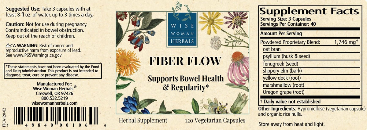 Wise Woman Herbals – Fiber Flow Capsules 120 Count – Supports Healthy Digestive Function, Gut Health, Bowel Health and Regularity - FENGGESTORE20