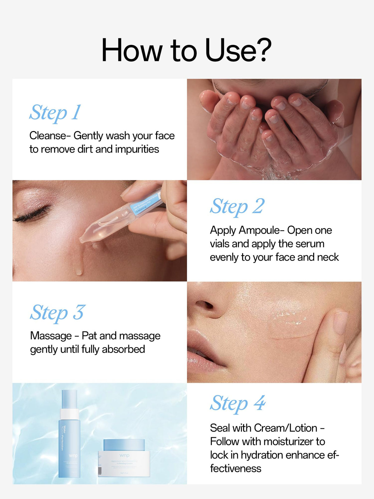 WNP Hyaluronic Acid Serum 3% for Face with 4D Multi-Layer Hydration | Ultra Hydrating Anti-Aging Serum | Moisturizer for Dry & Sensitive Skin - FENGGESTORE20