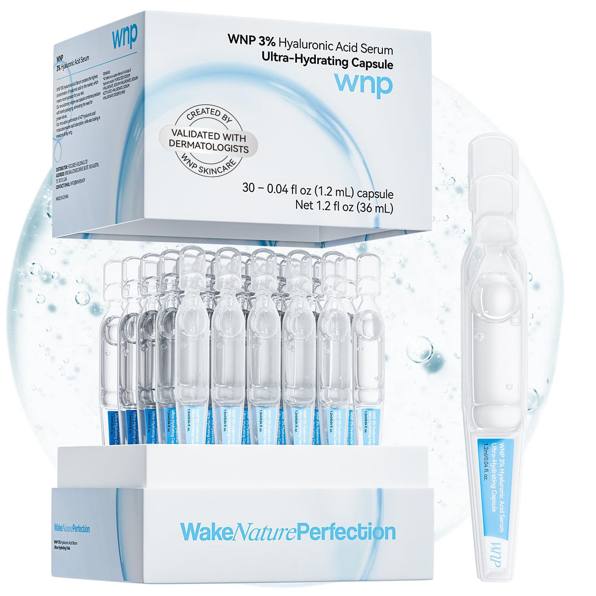 WNP Hyaluronic Acid Serum 3% for Face with 4D Multi-Layer Hydration | Ultra Hydrating Anti-Aging Serum | Moisturizer for Dry & Sensitive Skin - FENGGESTORE20