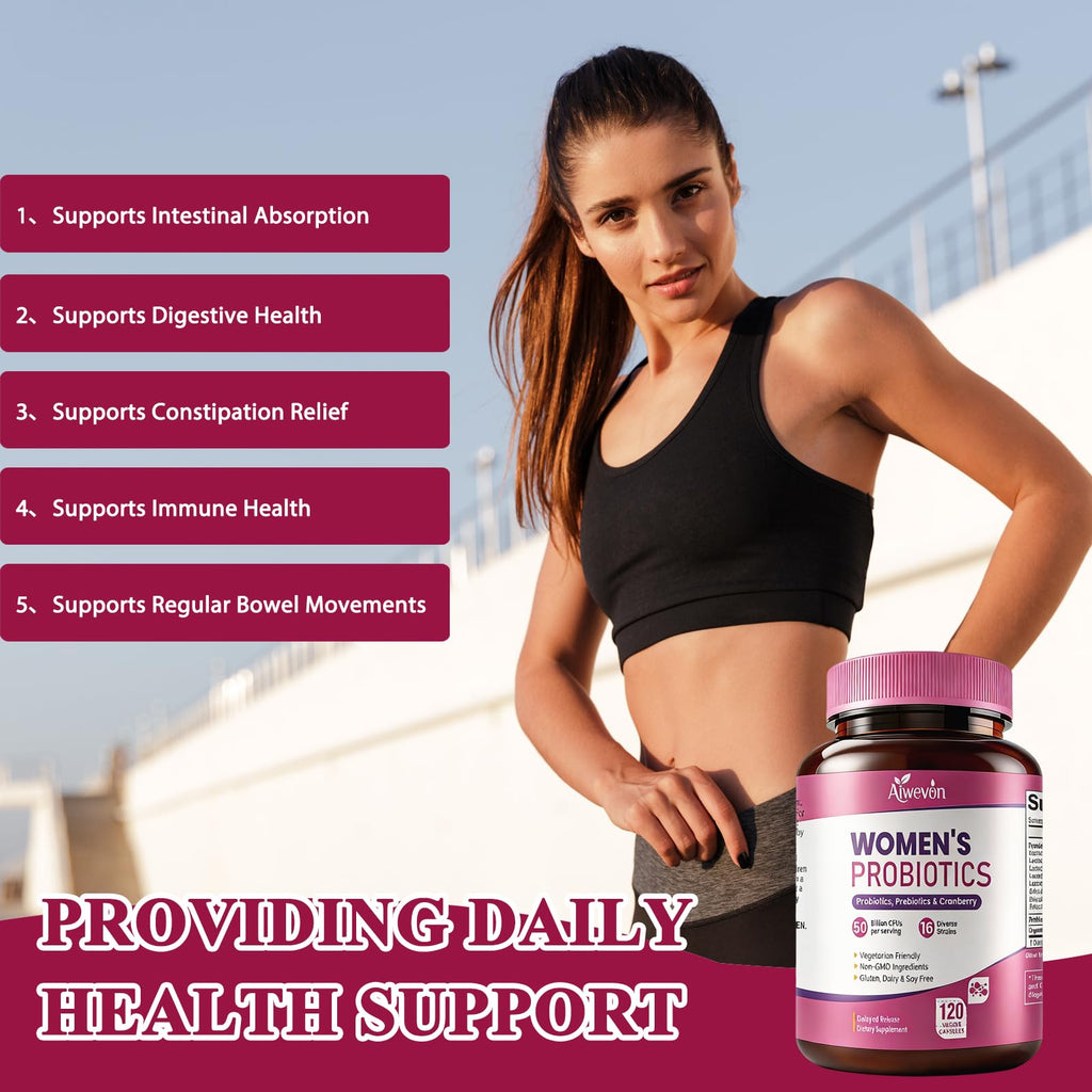 Women Probiotics 50 Billion CFU: Probiotics for Women with Prebiotics & Cranberry, 16 Strain Probiotic Supplement for Digestive Gut Health, Vaginal & Urinary Tract Support - FENGGESTORE20