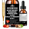 Wormwood Black Walnut Clove Cleanse for Humans Drops, Organic 20-in-1 Herbal Supplement w. Pumpkin Seeds Garlic Oregano Turmeric for Gut Cleanse & Digestive Detox, - FENGGESTORE20