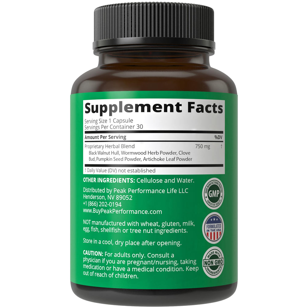 Wormwood Black Walnut Clove Cleanse for Humans. Elimination Detox + Intestinal Support Capsules Supplement for Adults and Kids. Pills with Artichoke - FENGGESTORE20