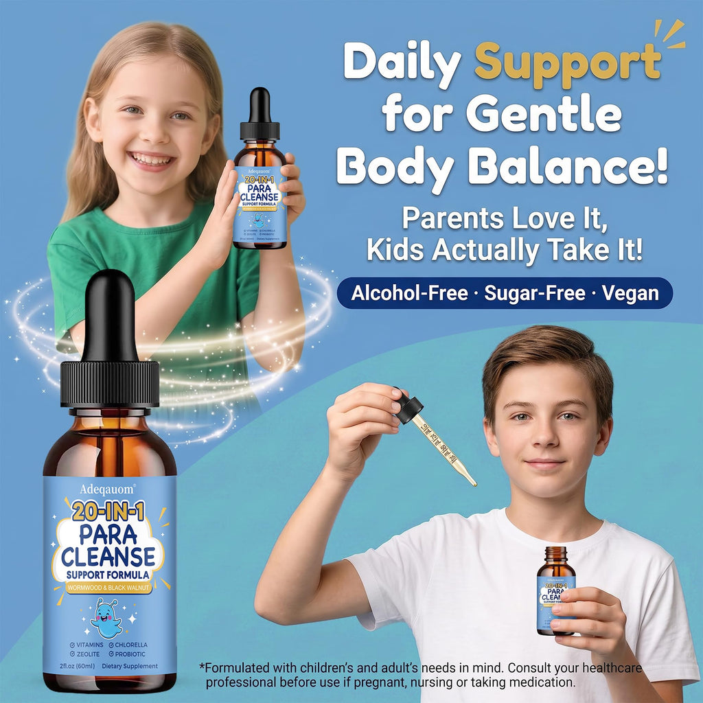 Wormwood Black Walnut Clove Parasite Cleanse for Humans & Kids, 20 in 1 Zeolite, Chlorella, 20 Billion Probiotics, Liquid Detox Support, Gut & Digestive - FENGGESTORE20