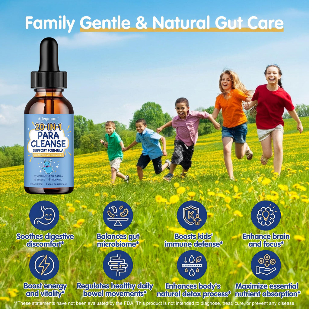 Wormwood Black Walnut Clove Parasite Cleanse for Humans & Kids, 20 in 1 Zeolite, Chlorella, 20 Billion Probiotics, Liquid Detox Support, Gut & Digestive - FENGGESTORE20