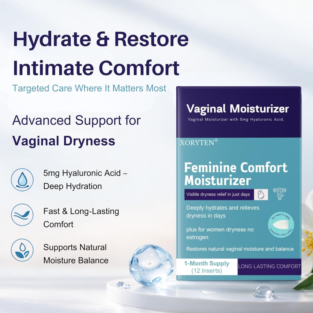 XORYTEN Vaginal Moisturizer for Revarey– 5mg Hyaluronic Acid – Vaginal Dryness, Hormone-Free Soothing Inserts, Non-Greasy, 12 Suppositories – 1 Month Supply (No fragrance) - FENGGESTORE20