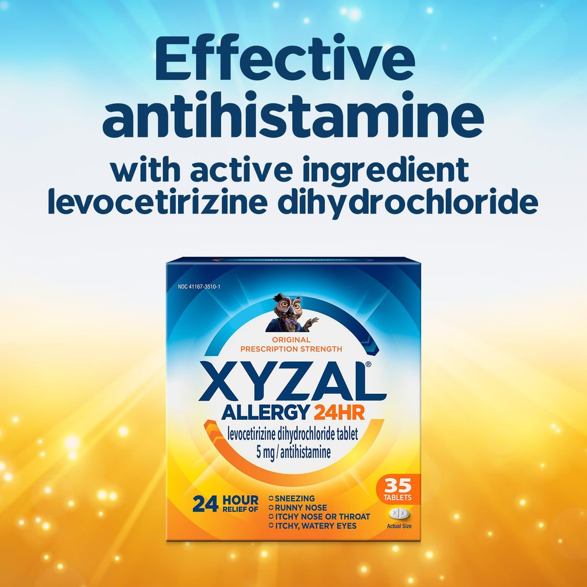 Xyzal 24 Hour Allergy Relief Medicine, Original Prescription Strength Antihistamine, Levocetirizine Dihydrochloride Tablets, 5 mg, 90 Count - FENGGESTORE20