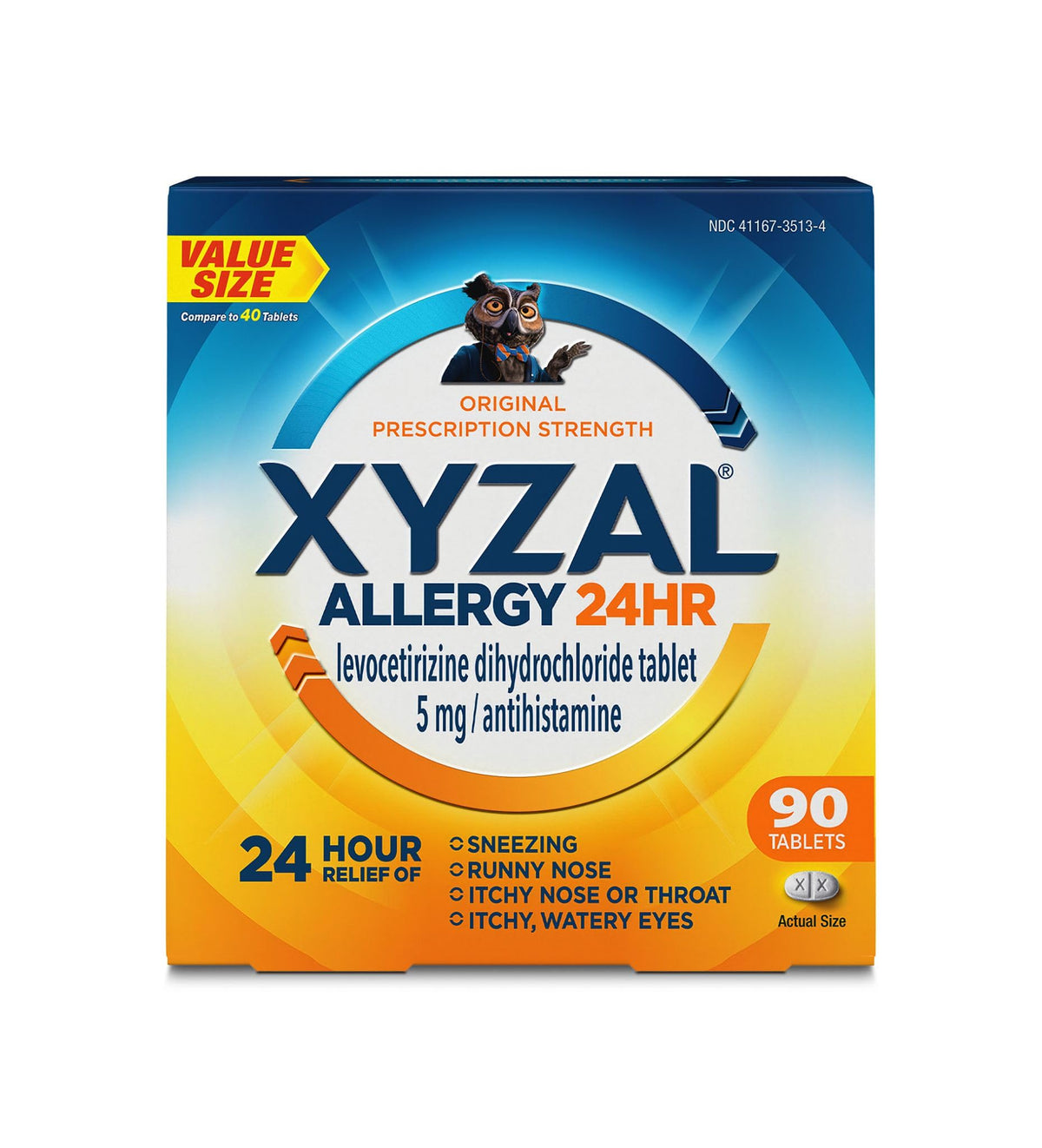 Xyzal 24 Hour Allergy Relief Medicine, Original Prescription Strength Antihistamine, Levocetirizine Dihydrochloride Tablets, 5 mg, 90 Count - FENGGESTORE20