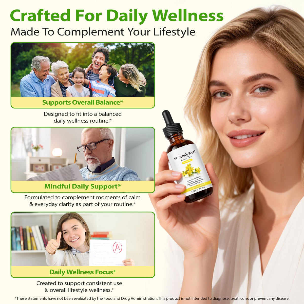 YEMFGQOE St Johns Wort Tincture | Mood Support | Alcohol Free Liquid Extract Drops | Hypericum Perforatum | Vegan, Non-GMO, Gluten Free | 2 fl oz - FENGGESTORE20