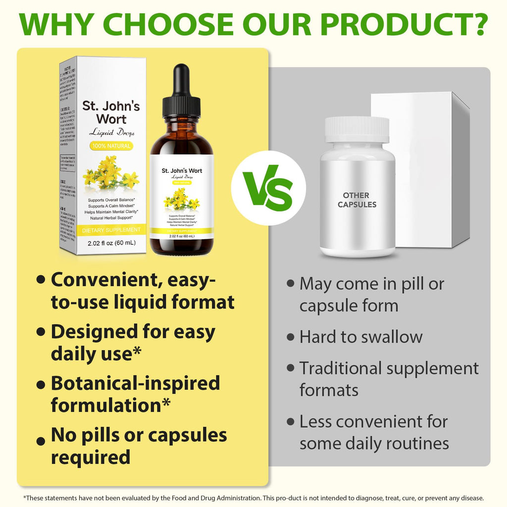 YEMFGQOE St Johns Wort Tincture | Mood Support | Alcohol Free Liquid Extract Drops | Hypericum Perforatum | Vegan, Non-GMO, Gluten Free | 2 fl oz - FENGGESTORE20