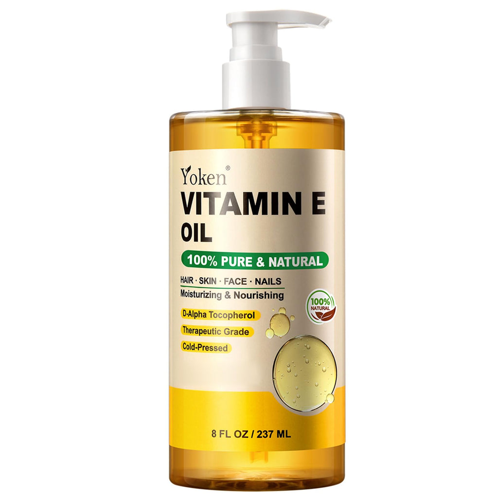 Yoken Vitamin E Oil 8 Oz Vitamin E oil for Skin Vitamine oils for Face Perfect Bath and Body Oil Cold Pressed Hexane - FENGGESTORE20