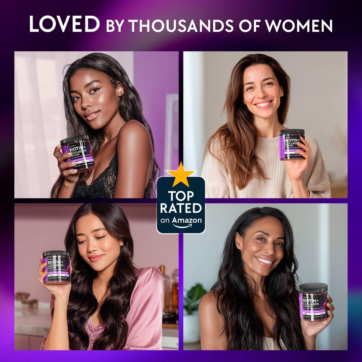 YOLOBALANCE Biotin Gummies 10000mcg for Hair Growth Support - Sugar Free Multi Collagen with Keratin, Silica & Hyaluronic Acid - Pectin Based, - FENGGESTORE20