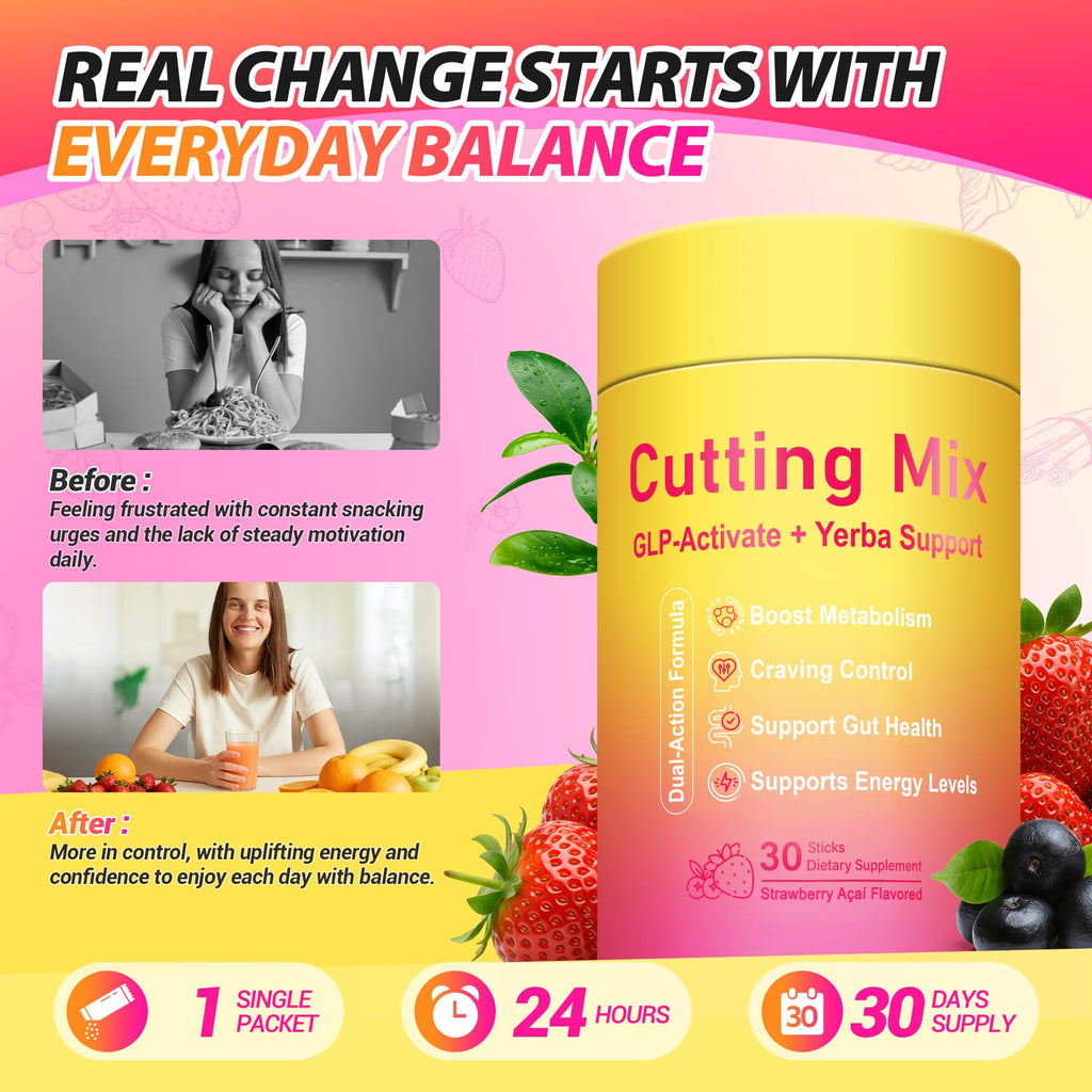 Yooloks Cutting Drink Mix – 5-HTP, Yerba Mate & Magnesium, FOS | Supports Satiety Signaling, Energy & Gut Health - FENGGESTORE20