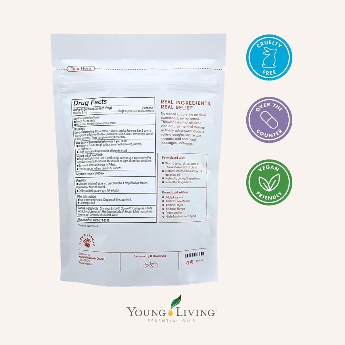 Young Living Thieves Cough Drops | 30 ct | Cinnamon & Menthol Flavor | with Thieves Essential Oil Blend of Lemon, Clove, Eucalyptus, Rosemary, & Peppermint | Sugar Free | Cooling Throat Comfort - FENGGESTORE20