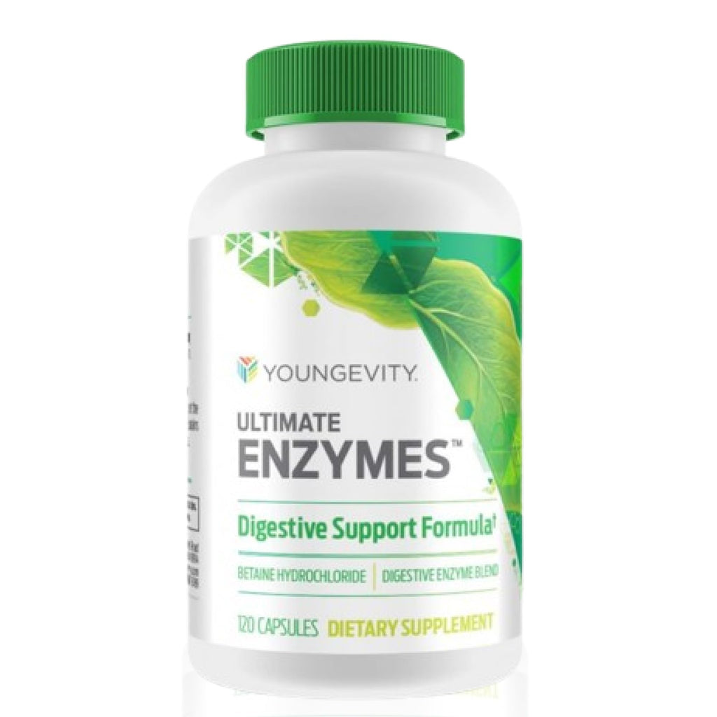 Youngevity Ultimate Enzymes® - Multi Enzymes for Digestion, Gas & Bloating Relief - Betaine HCl, Ox Bile, Pancreatine 10X, Papain 6M, Pepsin 1:3000 (120 Capsules) - FENGGESTORE20