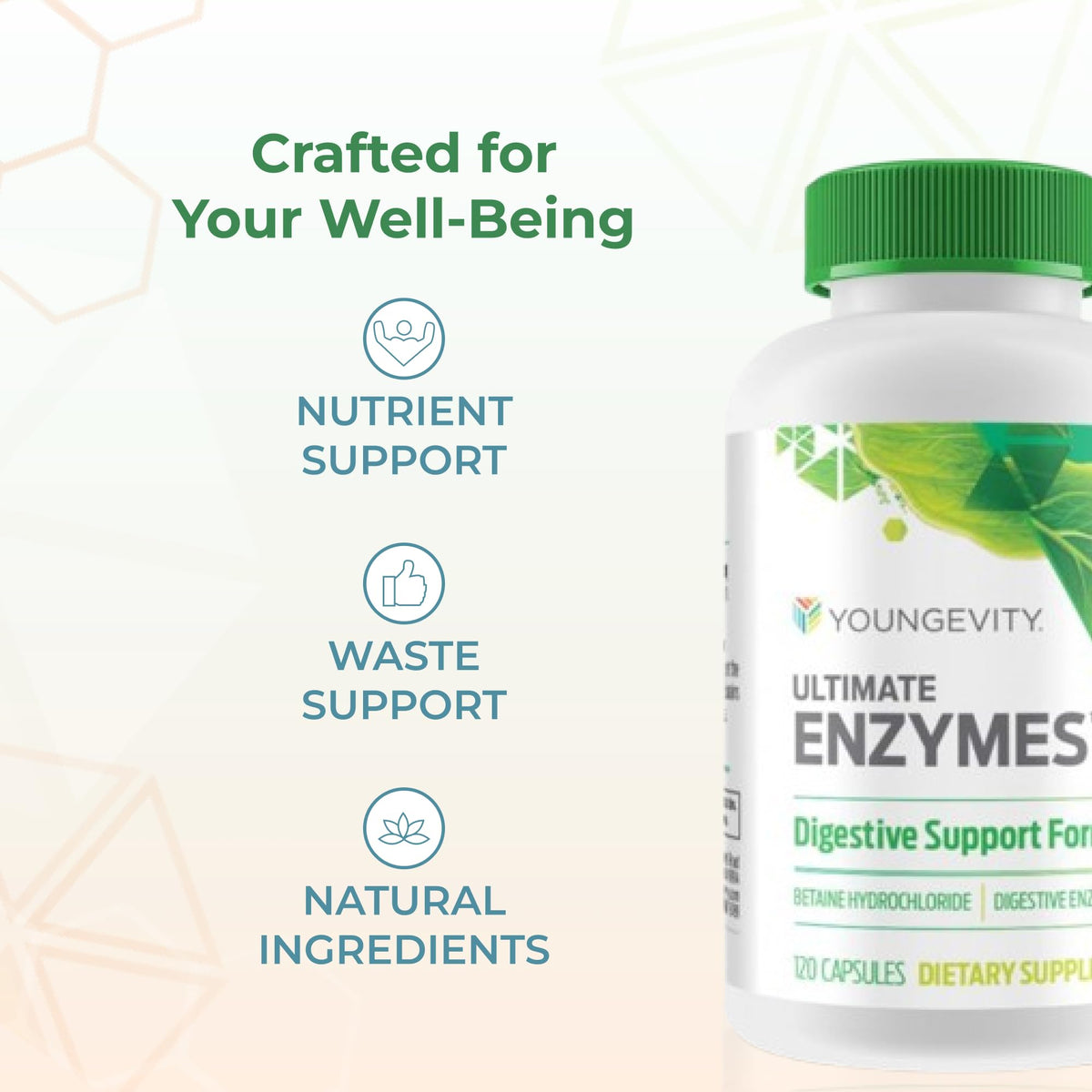 Youngevity Ultimate Enzymes® - Multi Enzymes for Digestion, Gas & Bloating Relief - Betaine HCl, Ox Bile, Pancreatine 10X, Papain 6M, Pepsin 1:3000 (120 Capsules) - FENGGESTORE20