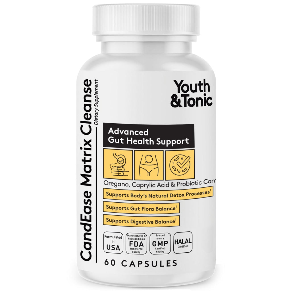 Youth & Tonic CandEase Cleanse Matrix – Overgrowth Support & Gut Health, Intestinal Flora Balance & Body Detox Complex with Oregano, Caprylic Acid - FENGGESTORE20