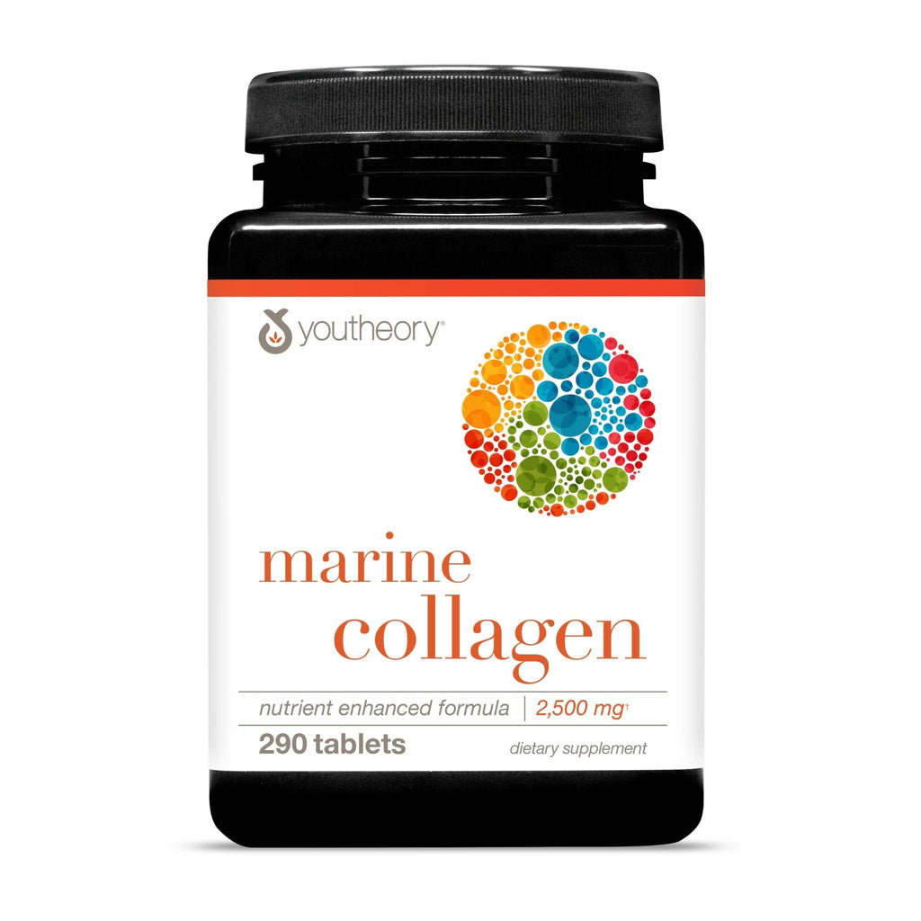 Youtheory Marine Collagen Tablets - 2,500 mg Fish-Sourced Collagen Peptides- with Vitamins A, C, E, B6 & B12 - Supports Joint & Nail Health* - Highly Absorbable - 290 Tablets (58-Day Supply) - FENGGESTORE20
