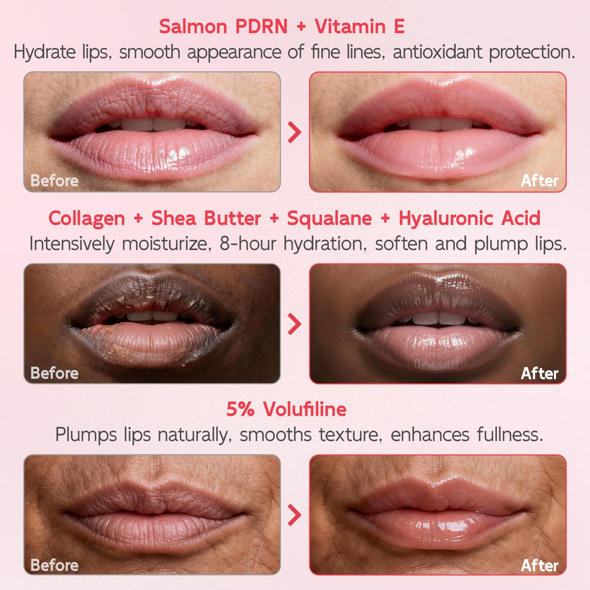 YouthVibe Lip Mask Overnight Moisturizing - Nourish & Hydrate, Antioxidants, 5% Volufiline, Vitamin E, Shea Butter, PDRN & Collagen Sleeping Lip Treatment for Dry, Chapped Lips - FENGGESTORE20