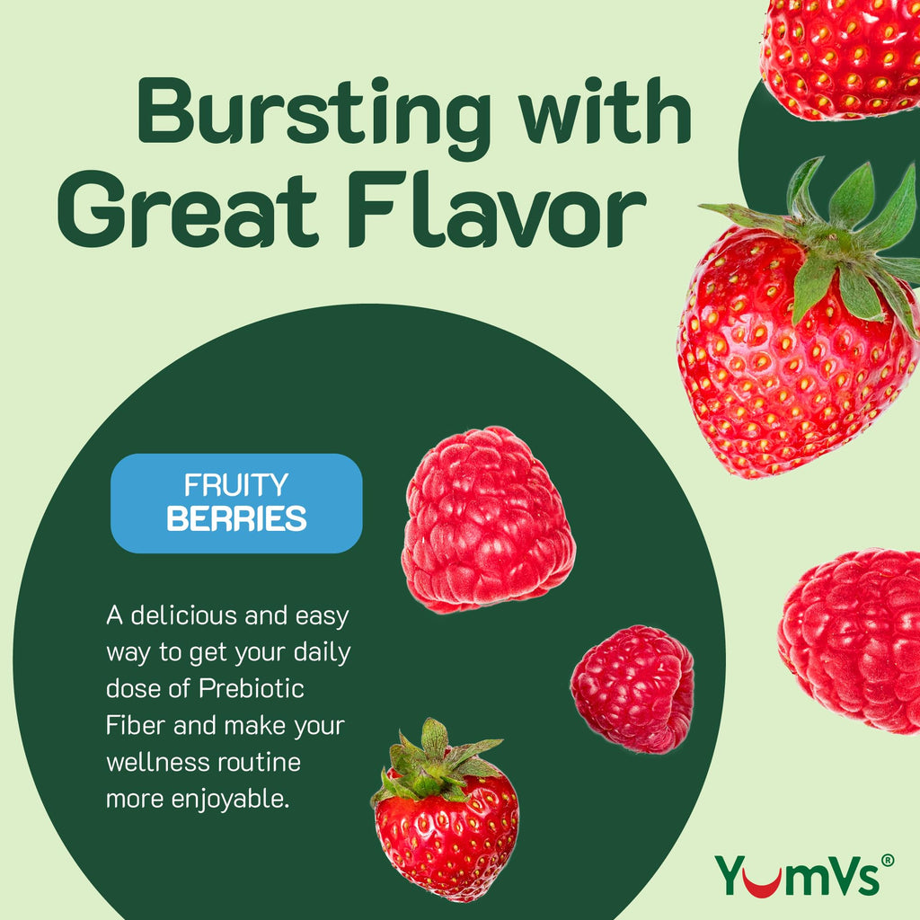 YumVs Sugar Free Prebiotic Fiber Gummies for Adults and Kids - Berry Flavor - Kosher Halal 4g High Fiber Supplement for Women and Men - FENGGESTORE20