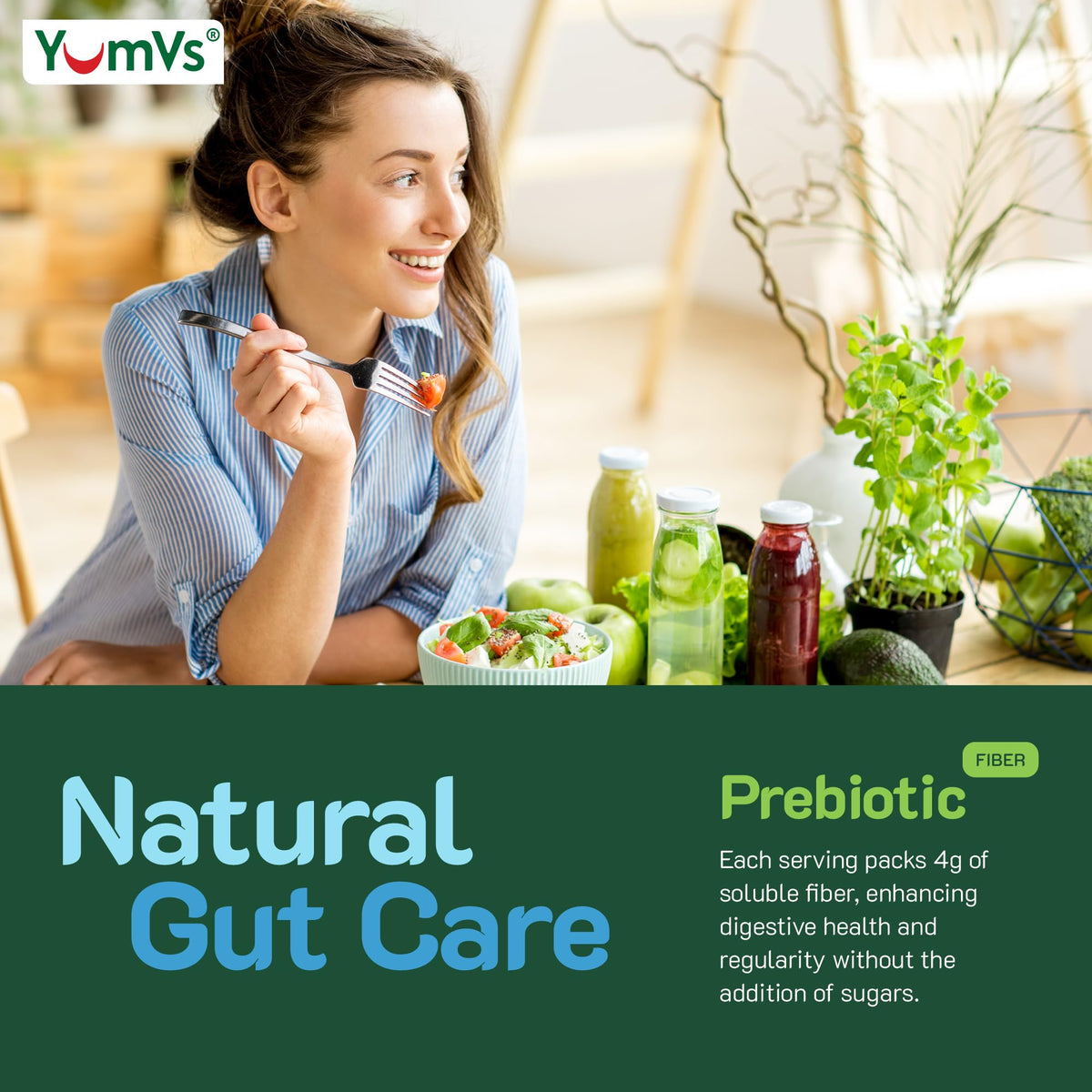 YumVs Sugar Free Prebiotic Fiber Gummies for Adults and Kids - Berry Flavor - Kosher Halal 4g High Fiber Supplement for Women and Men - FENGGESTORE20
