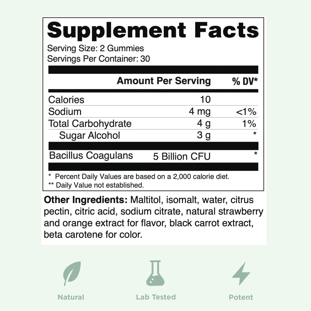 Yuve Natural Sugar Free Probiotic Gummies 5 Billion CFU, Helps with Constipation, Bloating & Leaky Gut - Vegan, Gluten-Free & Non-GMO - 60ct - FENGGESTORE20