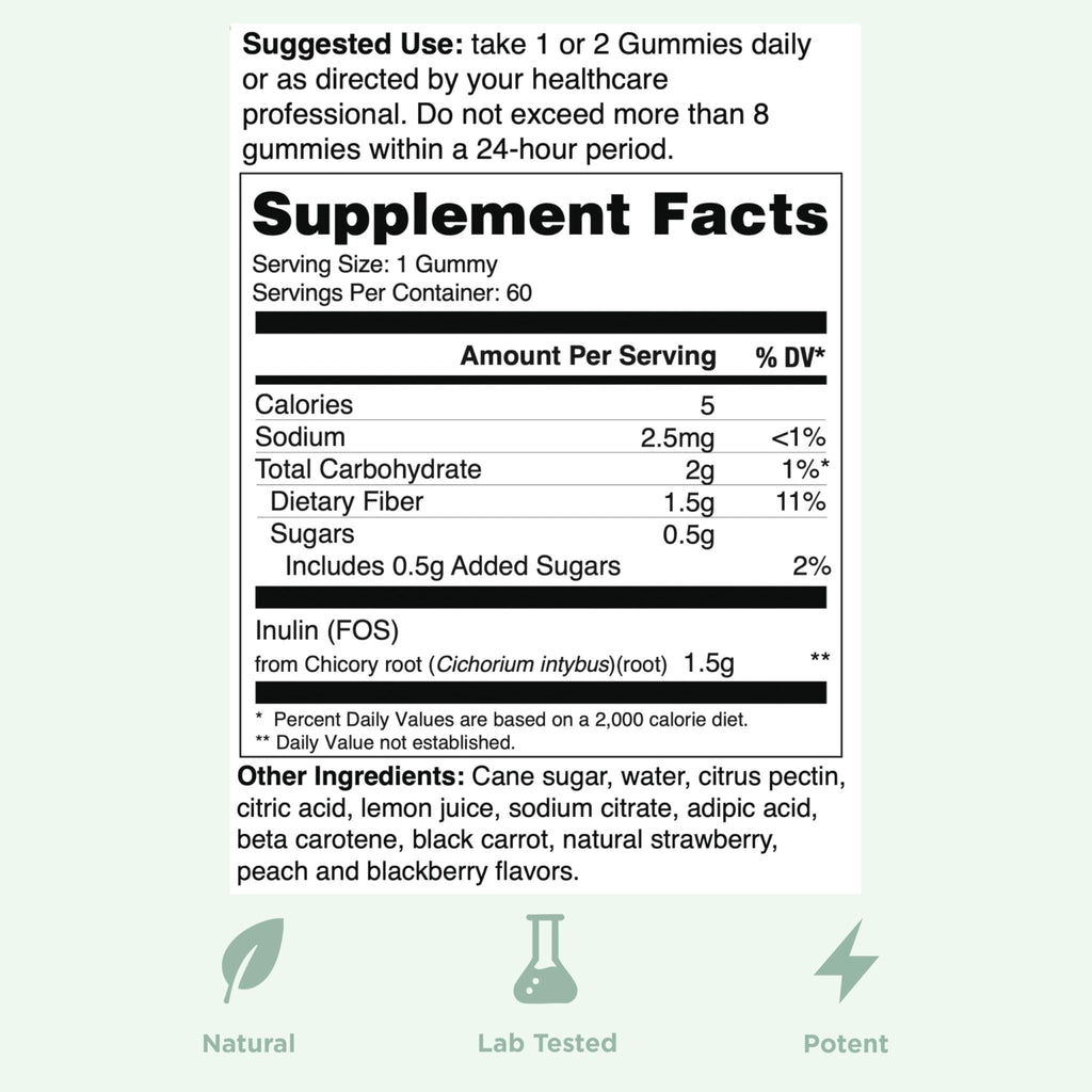 Yuve Prebiotic Fiber Gummies - Delicious - 3g Soluble Fiber Supplement - Supports Digestive Health & Regularity - Vegan & Gluten-Free Fiber Gummies for Adults & Kids - FENGGESTORE20