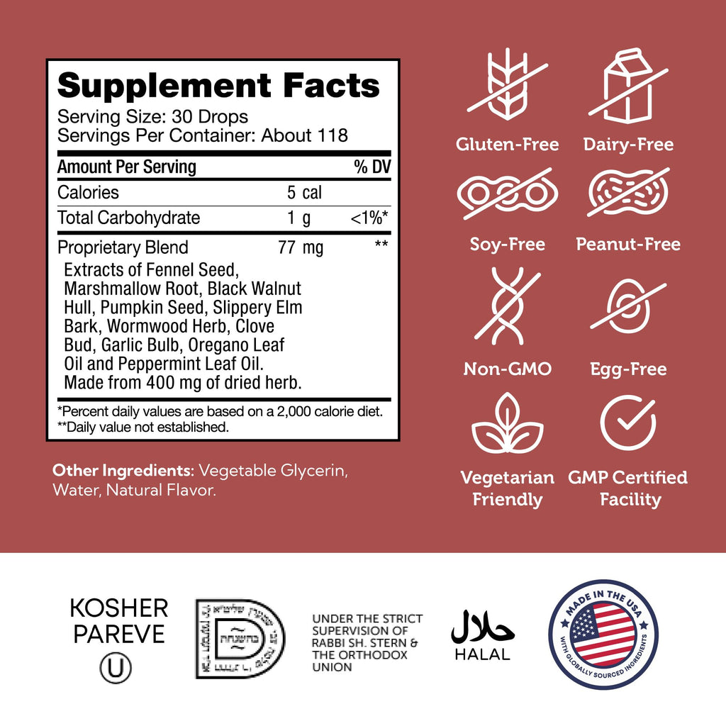 Zahler - ParaGuard Liquid Drops - Gut Health Supplement - Formula has Wormwood, Garlic Bulb, Pumpkin Seed, Clove & More - Natural Support for Humans - FENGGESTORE20