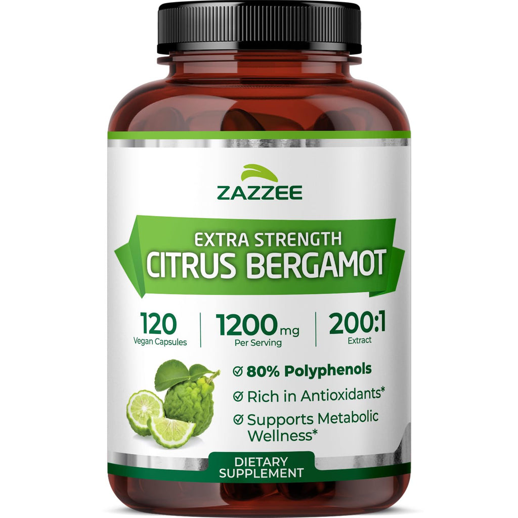 Zazzee Extra Strength Citrus Bergamot 200:1 Extract 1200 mg, 80% Polyphenols, 120 Vegan Capsules, Standardized 200X Potency - FENGGESTORE20