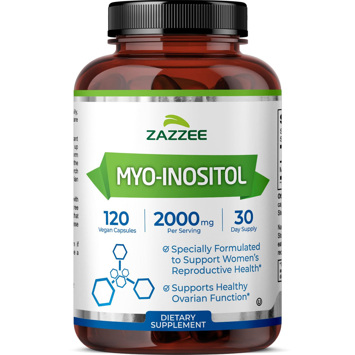 Zazzee Myo-Inositol Capsules, 2000 mg per Serving, 120 Vegan Capsules, Ideal Dosage for 40:1 Ratio, Certified Kosher, Hormone Balance & Healthy Ovarian - FENGGESTORE20