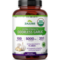 Zazzee USDA Organic Odorless Garlic 20:1 Extract, 1% Allicin, 100 Vegan Capsules, 3+ Month Supply, Allium Sativum, Immune, Circulation & Heart Health Support - FENGGESTORE20