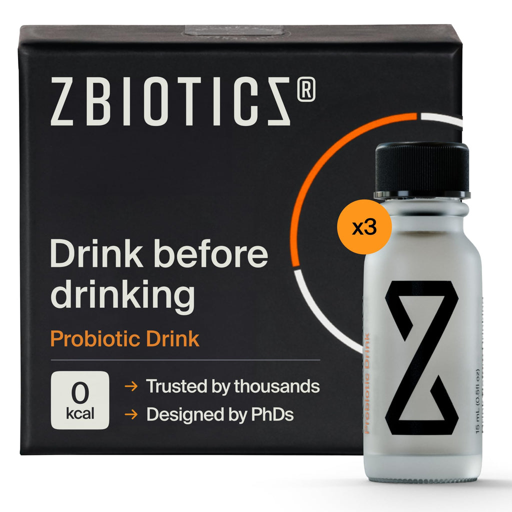 ZBiotics — Feel Better After Drinking, Wake Up Refreshed, Science-Backed, Patented Probiotic for Easier Mornings, Travel-Friendly, 3-Pack of 0.47 Fl Oz Bottles - FENGGESTORE20