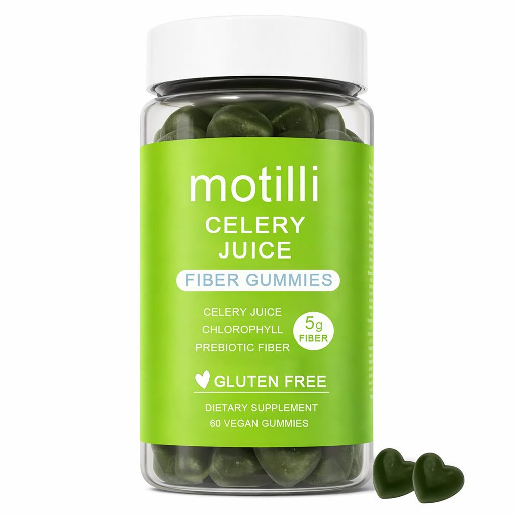 zdiwond Motilli Celery Juice Fiber Gummies, with Prebiotic Fiber and Botanical Ingredients, 60 Count - FENGGESTORE20