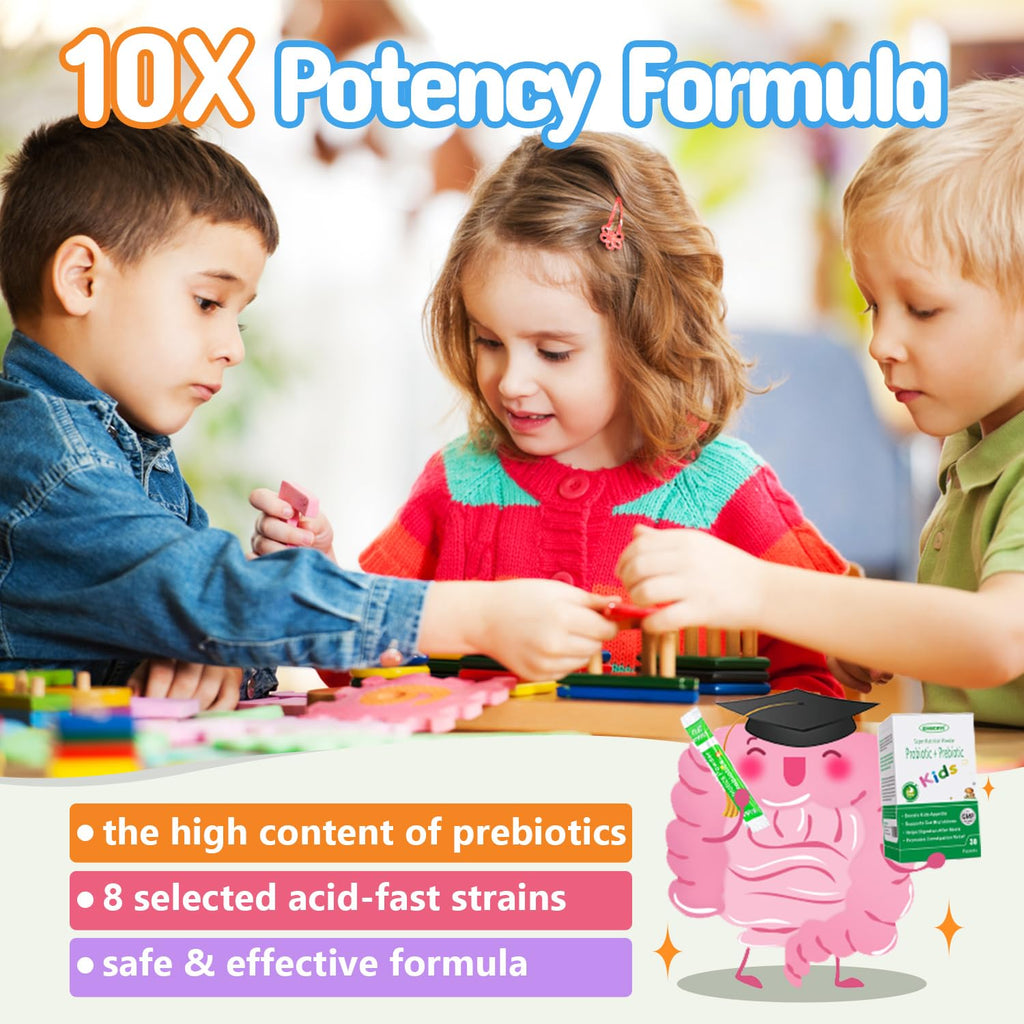ZEBORA Kids Probiotic & Prebiotics Powder Age 3+ Support Children's Digestive & Immune System with Natural Source, Promotes Constipation Relief, Non-GMO - FENGGESTORE20