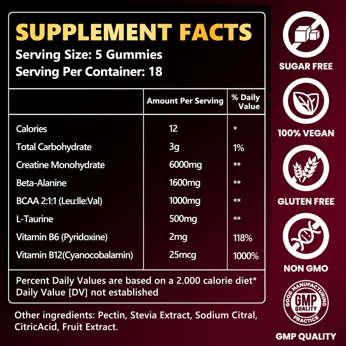 ZELKORE Creatine Monohydrate Gummies 6000mg for Men & Women, Sugar Free Creatine Gummy for Pre & Post Workout, High Absorption Supplement with BCAA, Support Boost Strength, - FENGGESTORE20