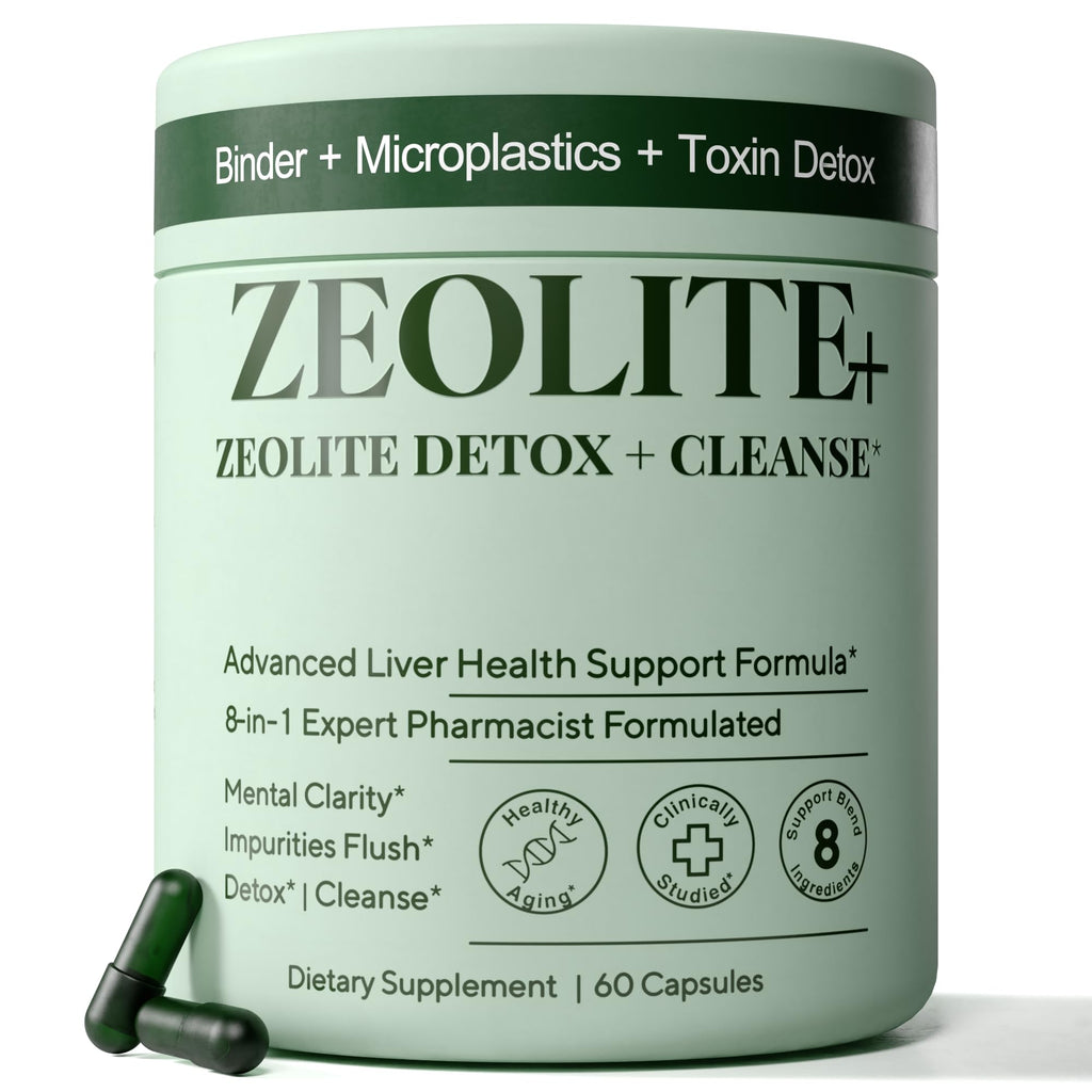 Zeolite Binder Detox – 8-in-1 Clinoptilolite Microplastics & Full Body Detox Cleanse with Activated Charcoal, NAC & Milk Thistle – Liver Cleanse & Repair - FENGGESTORE20