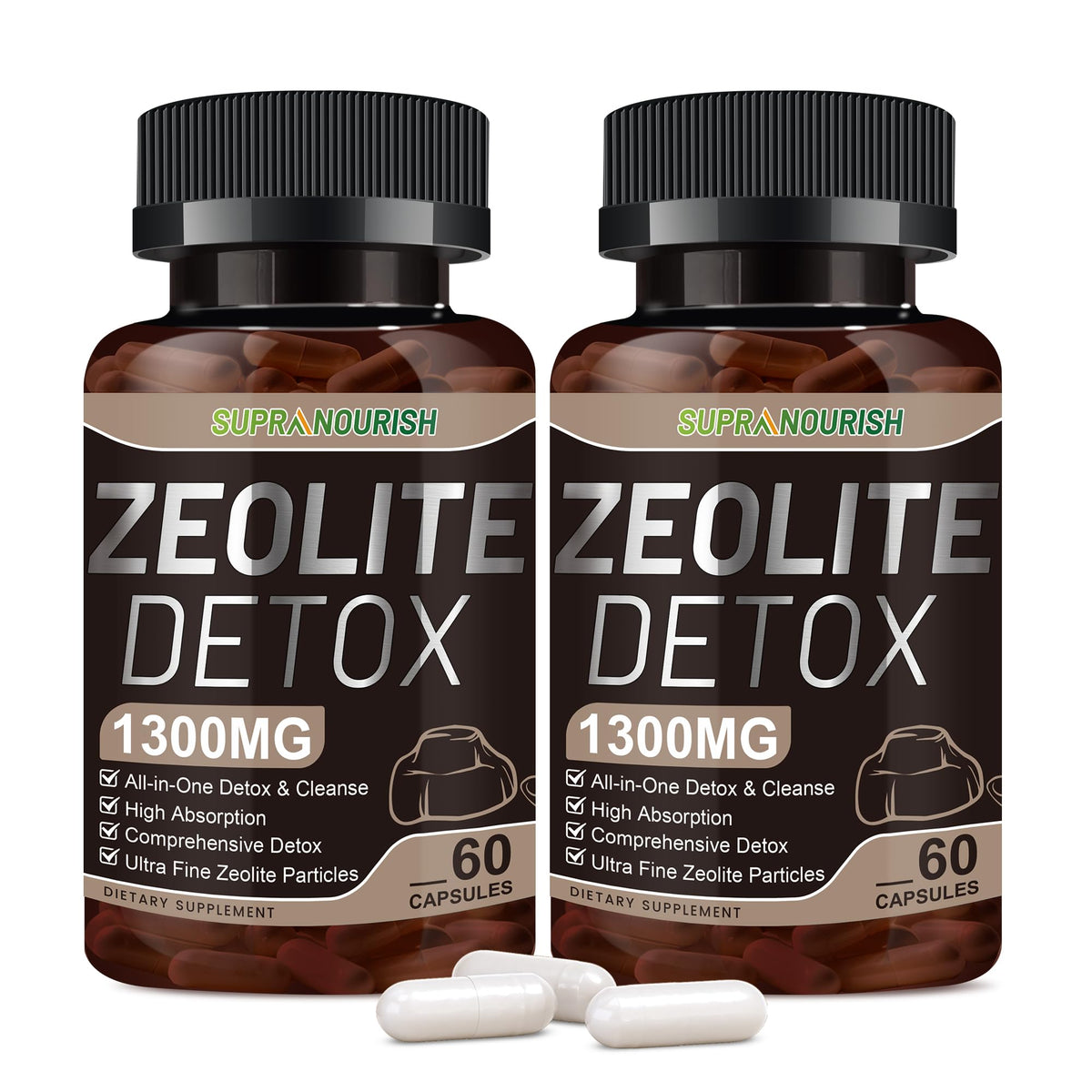 Zeolite Detox Capsules, 1-2 µm Clinoptilolite, Organic Activated Charcoal & Bentonite Clay, Multi-Active Formula for Full Body, Gut & Liver Cleanse, - FENGGESTORE20
