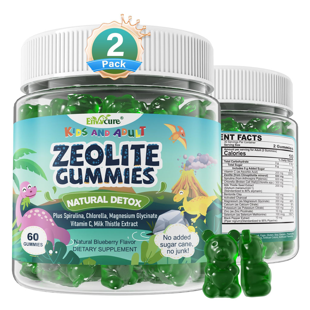 Zeolite Detox for kids & Adult-Sugar Free Zeolite Detox Gummies with Spirulina, Chlorella, Milk Thistle, Magnesium Glycinate, Calcium Citrate for Energy - FENGGESTORE20