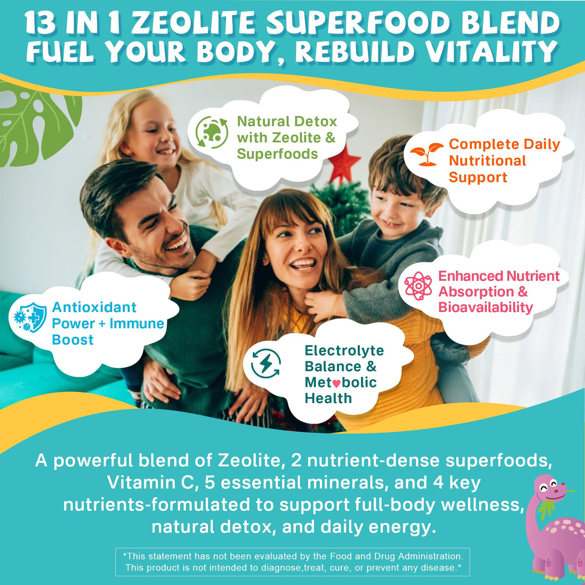 Zeolite Detox for kids & Adult-Sugar Free Zeolite Detox Gummies with Spirulina, Chlorella, Milk Thistle, Magnesium Glycinate, Calcium Citrate for Energy - FENGGESTORE20